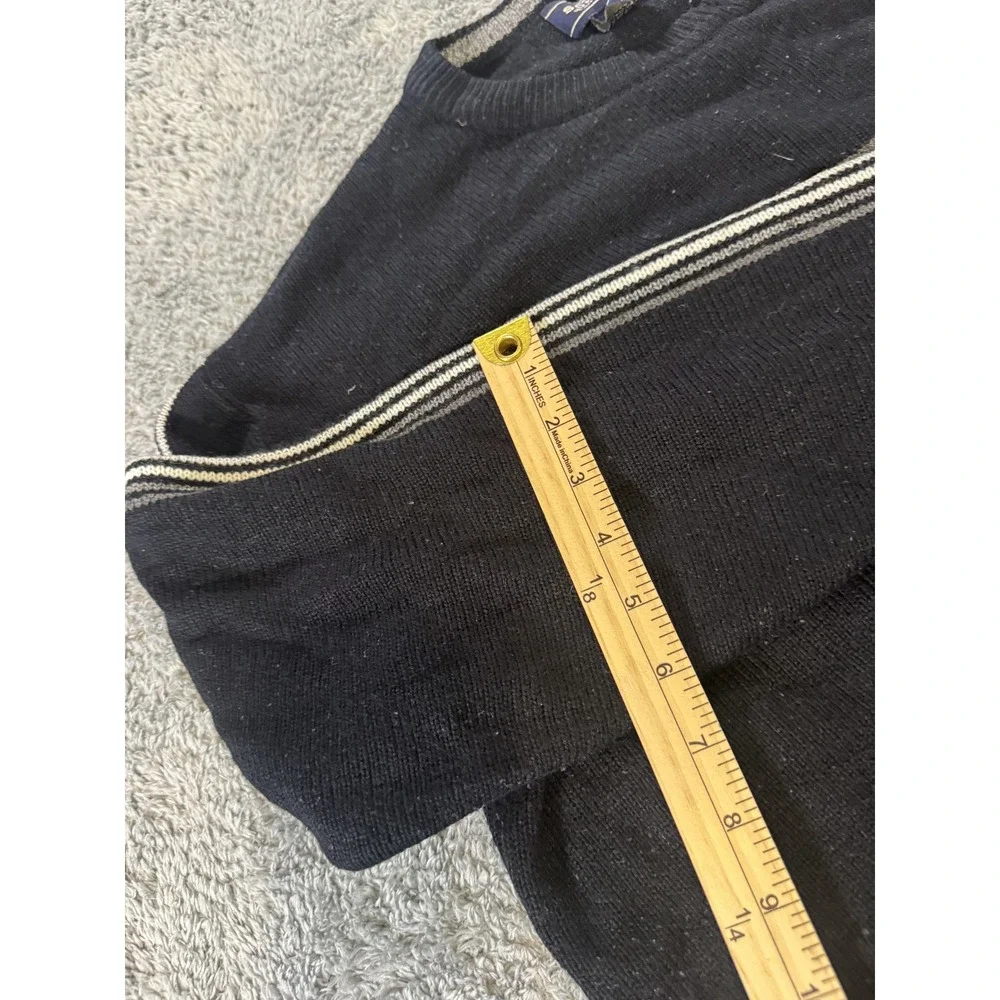 Sonoma Mens Striped Crewneck Sweater L Black Acrylic Knit Vintage Style